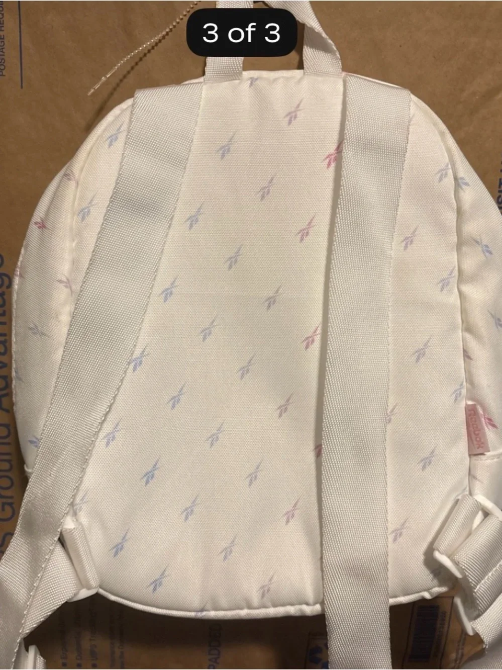 Reebok Kids Cream Mini Backpack with Pastel Pink & Blue Accents